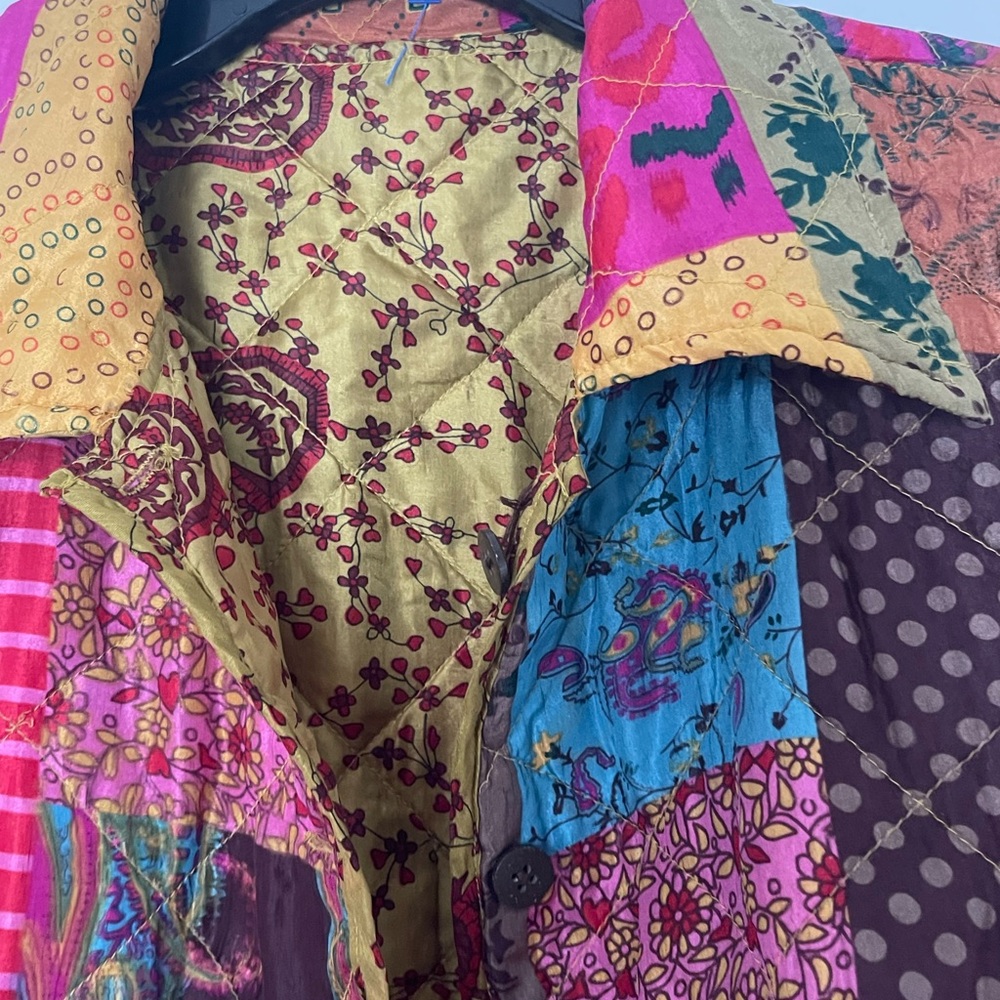 Vintage Quilted Reversible Patchwork Jacket In Si… - image 3